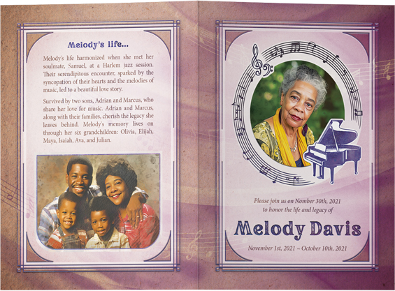 Memorial Folder Cover - Melody Davis