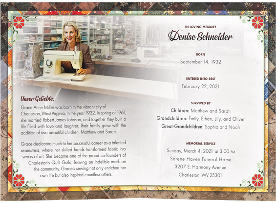 Memorial Folder Inside - Denise Schneider