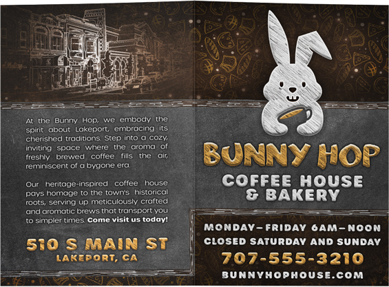 Restaurant Menu Cover - Bunny Hop Coffee House and Bakery