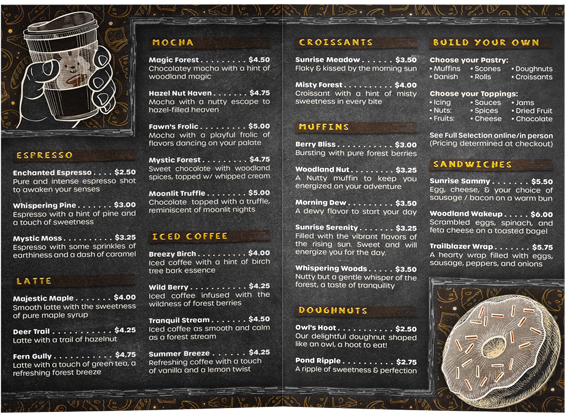 Restaurant Menu Inside - Bunny Hop Coffee House and Bakery