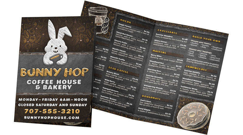 Restaurant Menu Cover - Bunny Hop Coffee House and Bakery