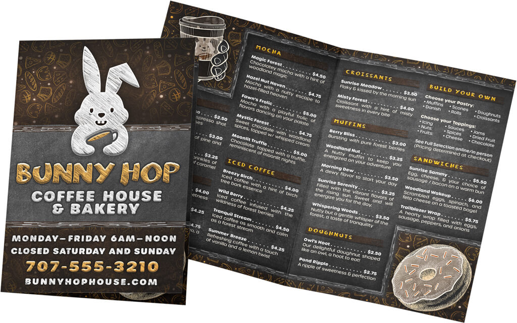 Restaurant Menu Cover - Bunny Hop Coffee House