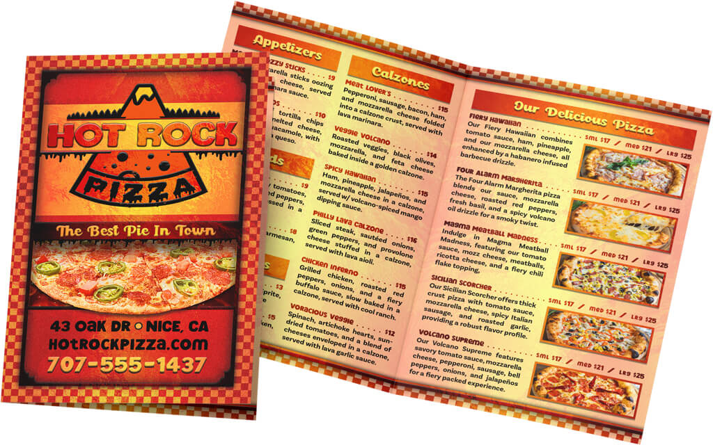 Restaurant Menu Cover - Hot Rock Pizzaria